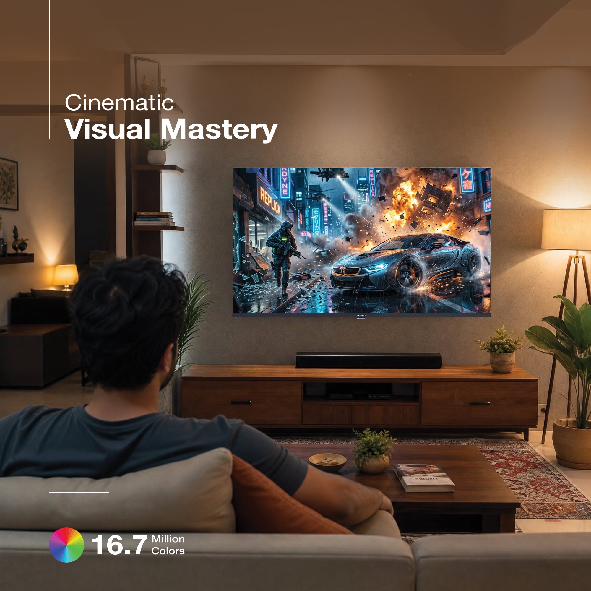 Sansui 109cm (43) Full HD Coolita TV with Dolby Audio, Surround Sound, Bezel-less Design & A+ Panel (JSWD43CSFHD)