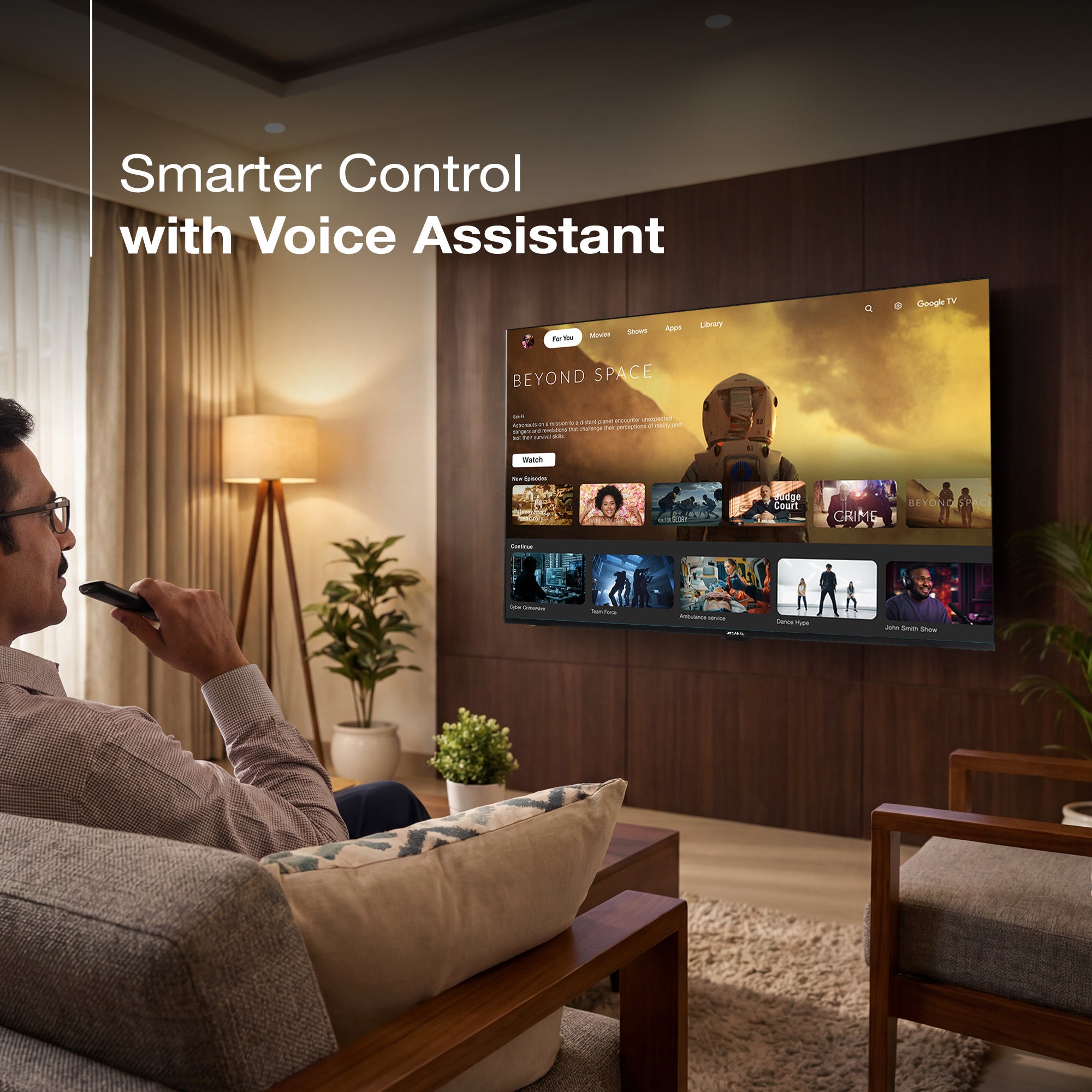 Sansui 127cm (50) UHD Google TV with HDR10, Dolby Audio, Surround Sound, Google Assistant & FloLED (JSW50UG23)