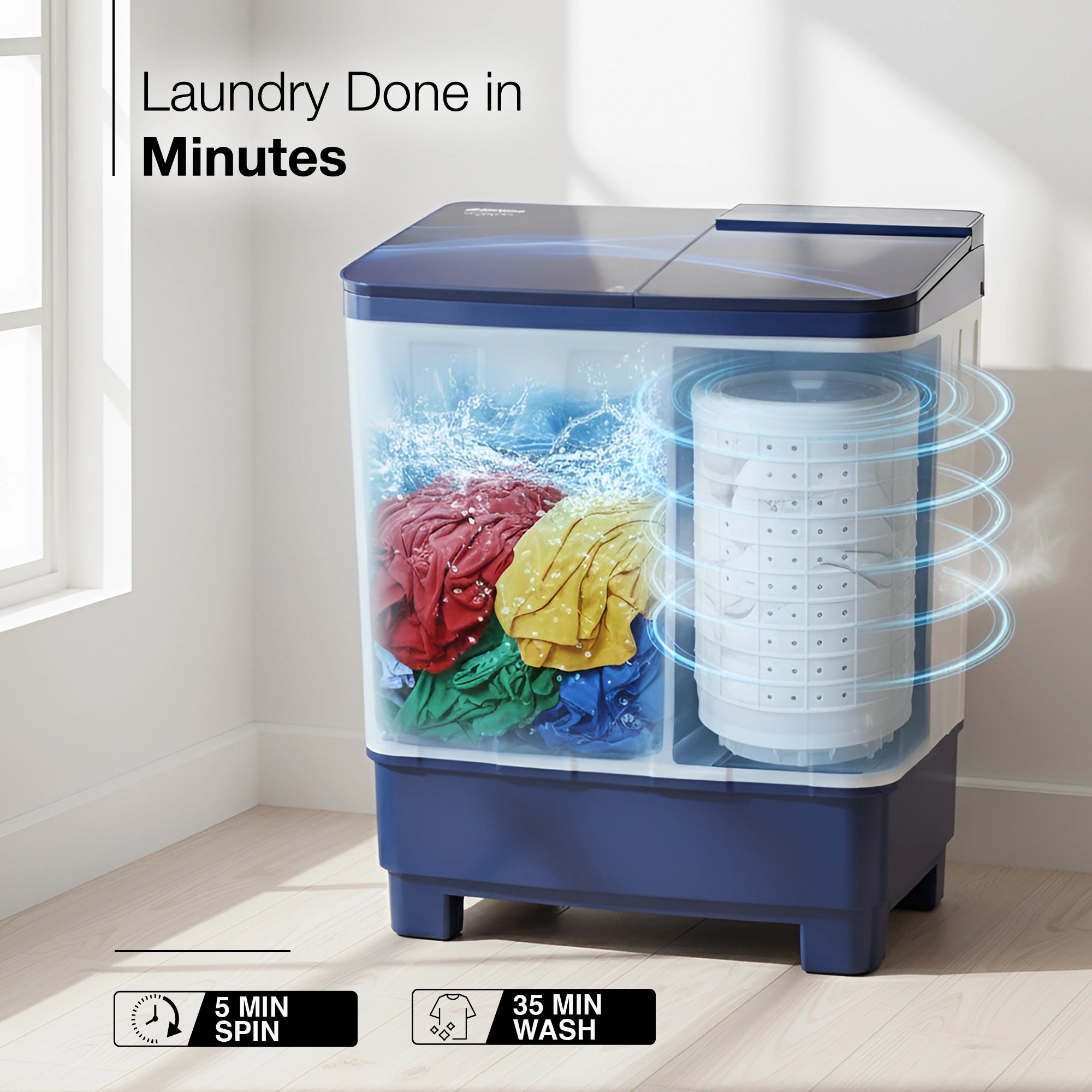 Sansui 10 kg 5 Star with Premium Full Glass Lid, Power Dry, Soft Close, Dynamic Pulsator Semi-Automatic Top Load Washing Machine (JSC100S-PFGB)