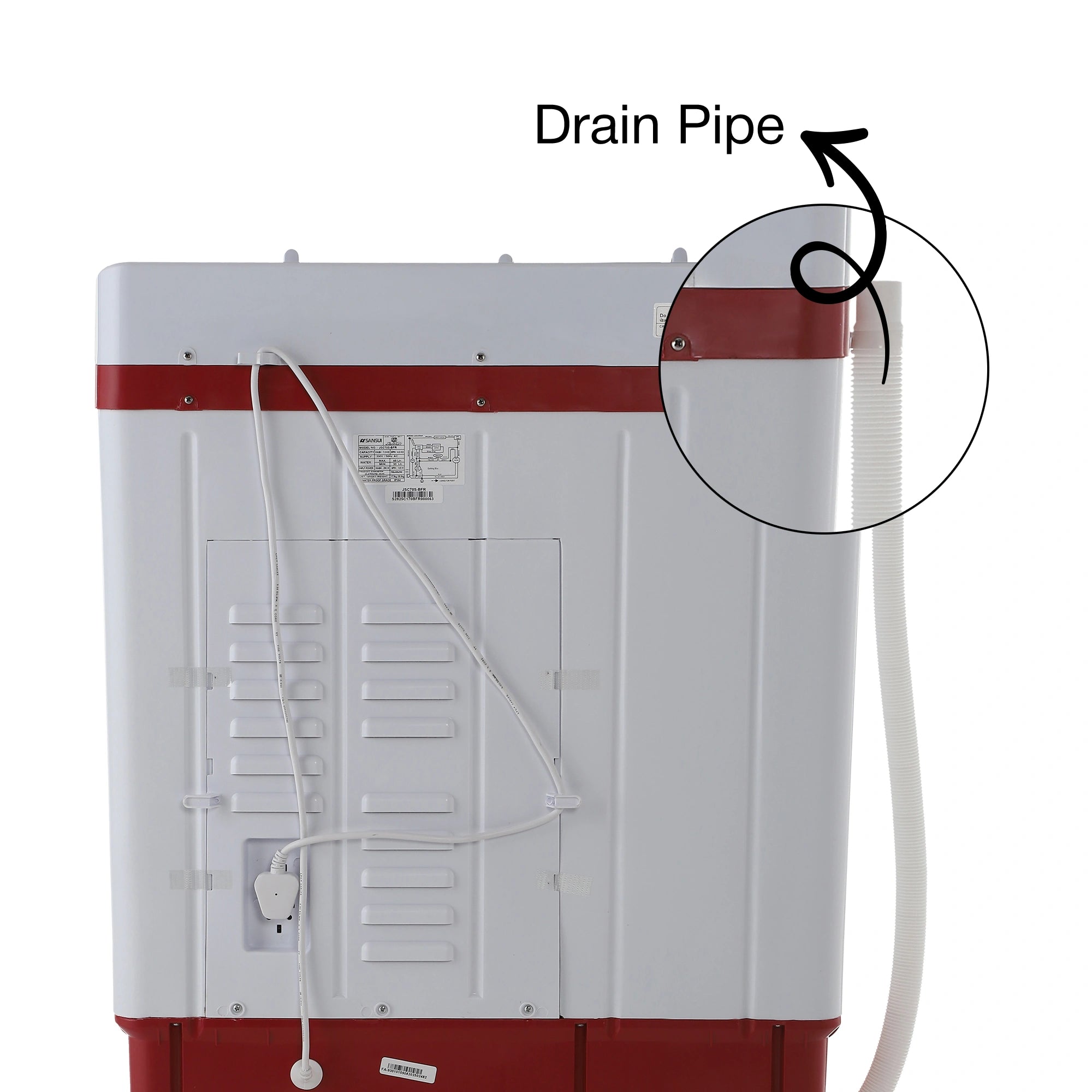 Sansui 7 kg 5 Star with Robust Pulsator, Air Dry and Collar Scrubber Semi Automatic Top Load Washing Machine Red (JSC70S-BFR)