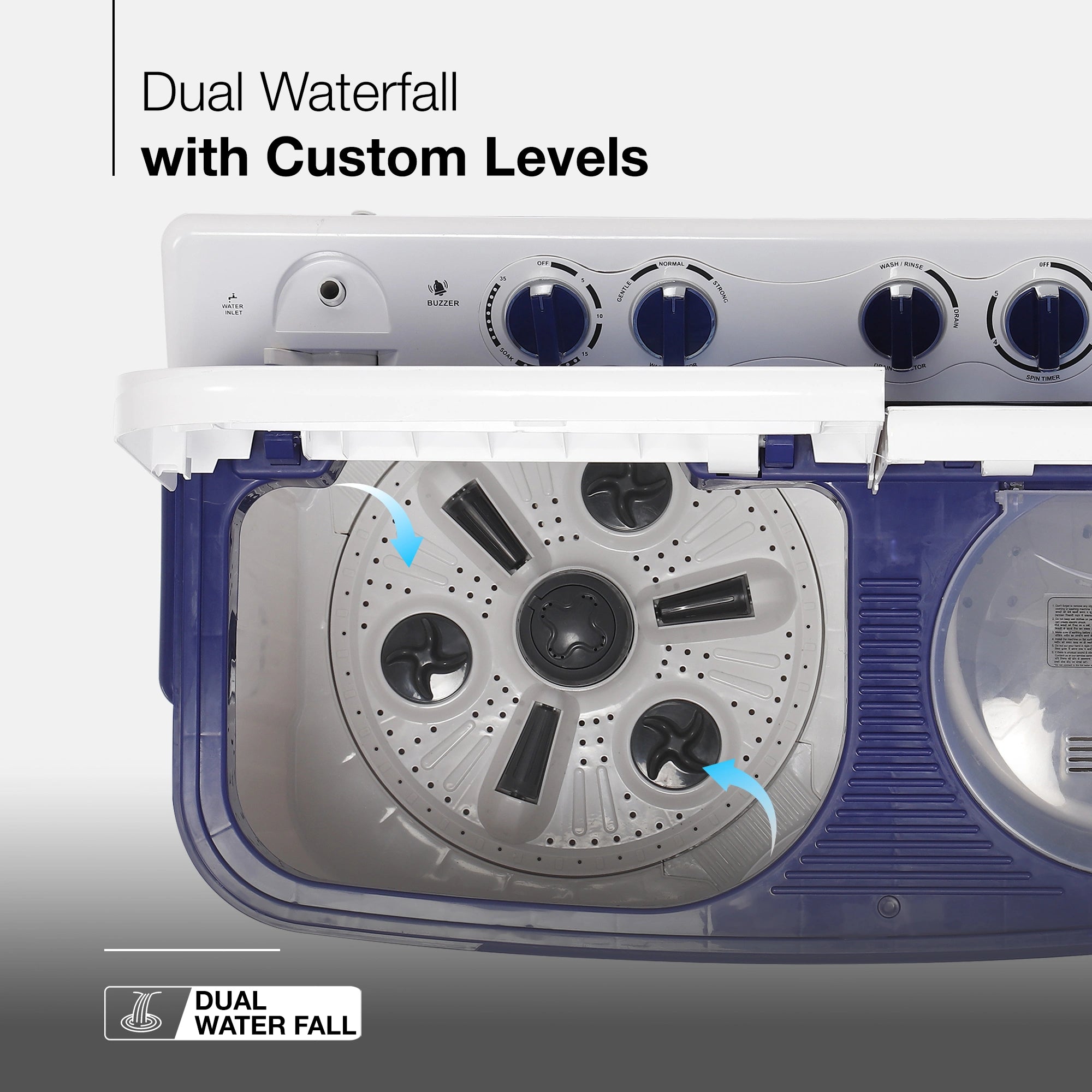 Sansui 10 kg 5 Star with Glass Top, Power Dry, Dual Waterfall, Soft Close and Dynamic Pulsator Semi-Automatic Top Load Washing Machine (JSP100S-CFGB)