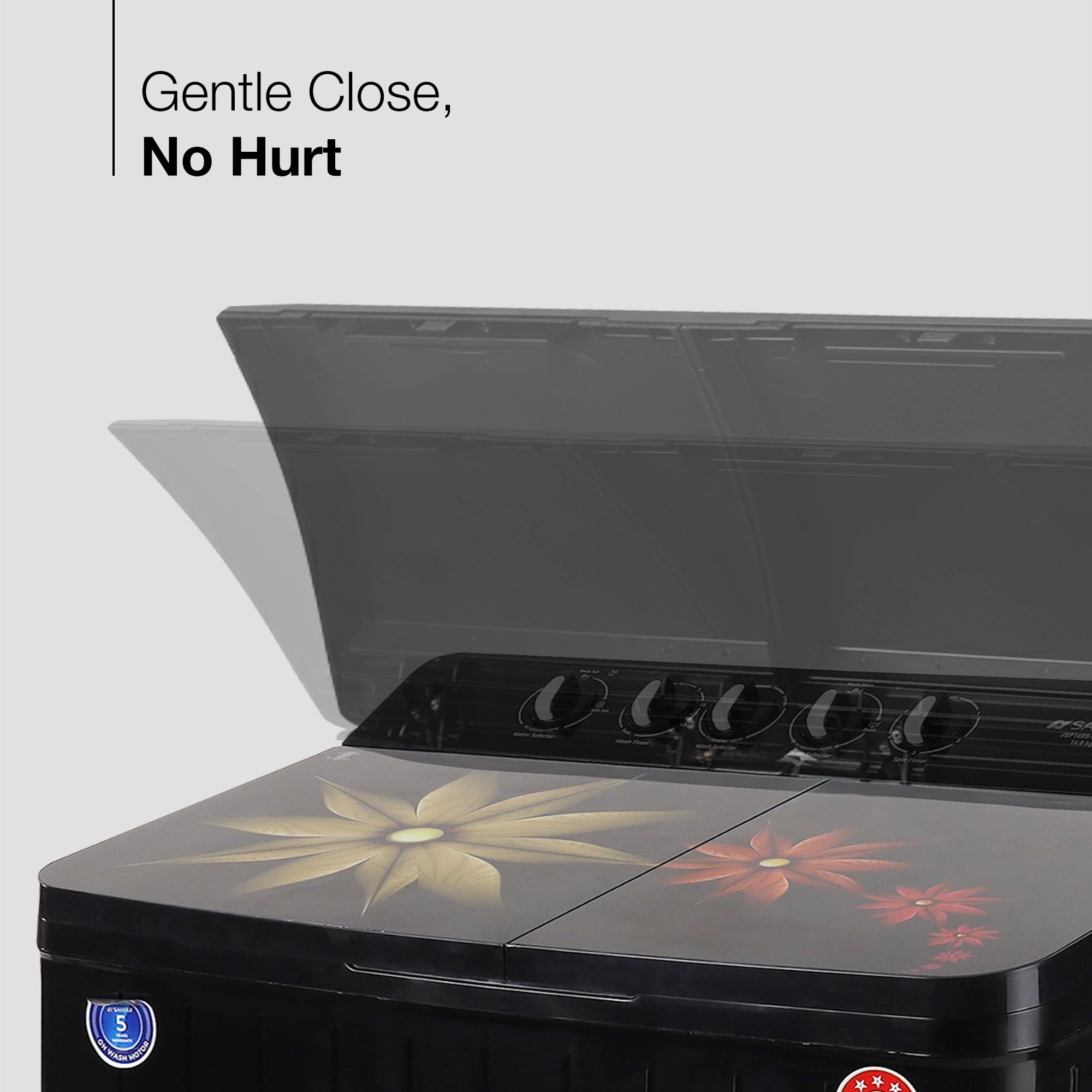 Sansui 14 kg 5 Star with Premium Glass Lid, Power Dry, Dual Waterfall and Dynamic Pulsator Semi Automatic Top Load Washing Machine (JSP140S-2024K)