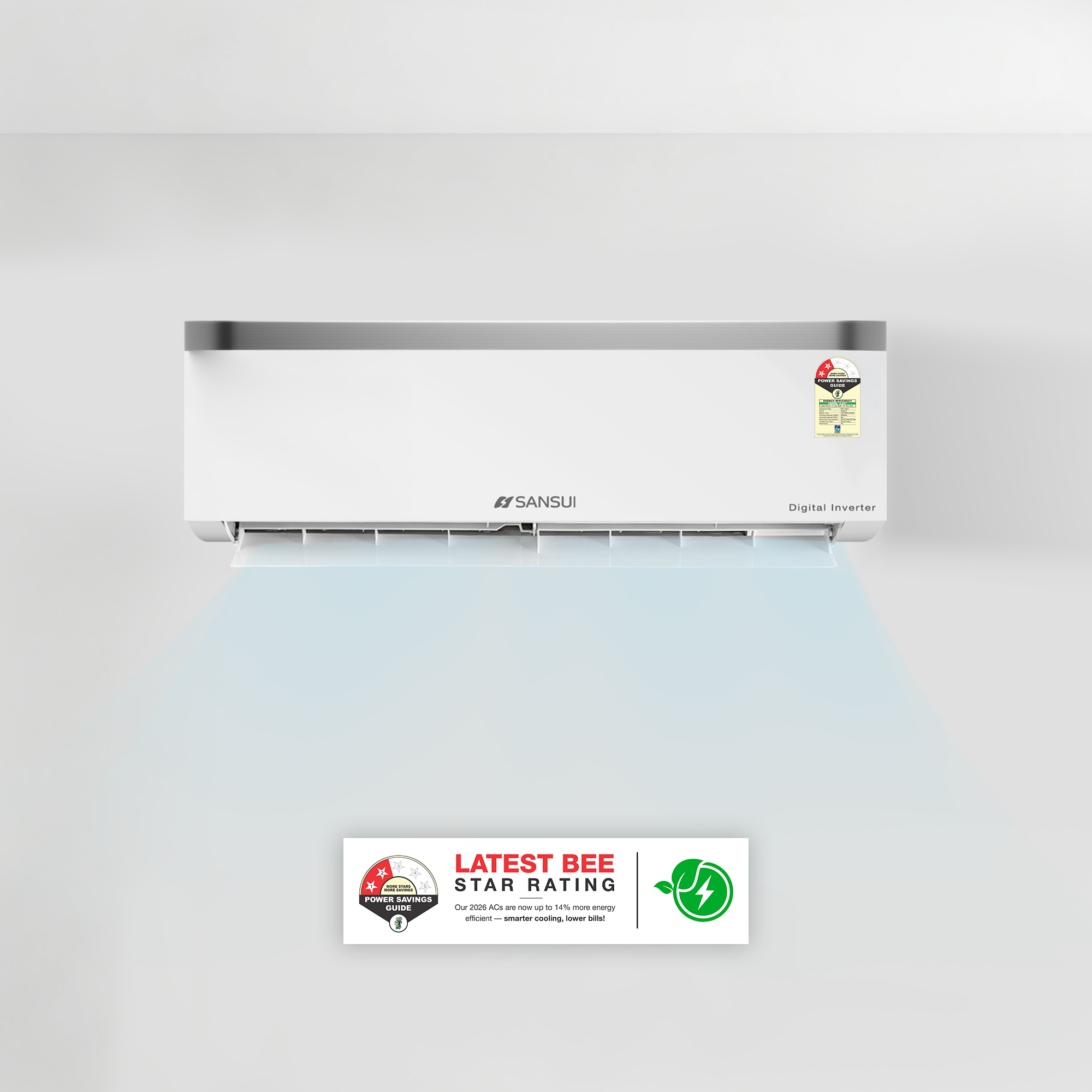 Sansui 1.5 Ton 2 Star Fixed Speed Split AC with Zen Cool, 4-Way Swing, 100% Copper Tubing & Blue Fin (JSP182FSCG)