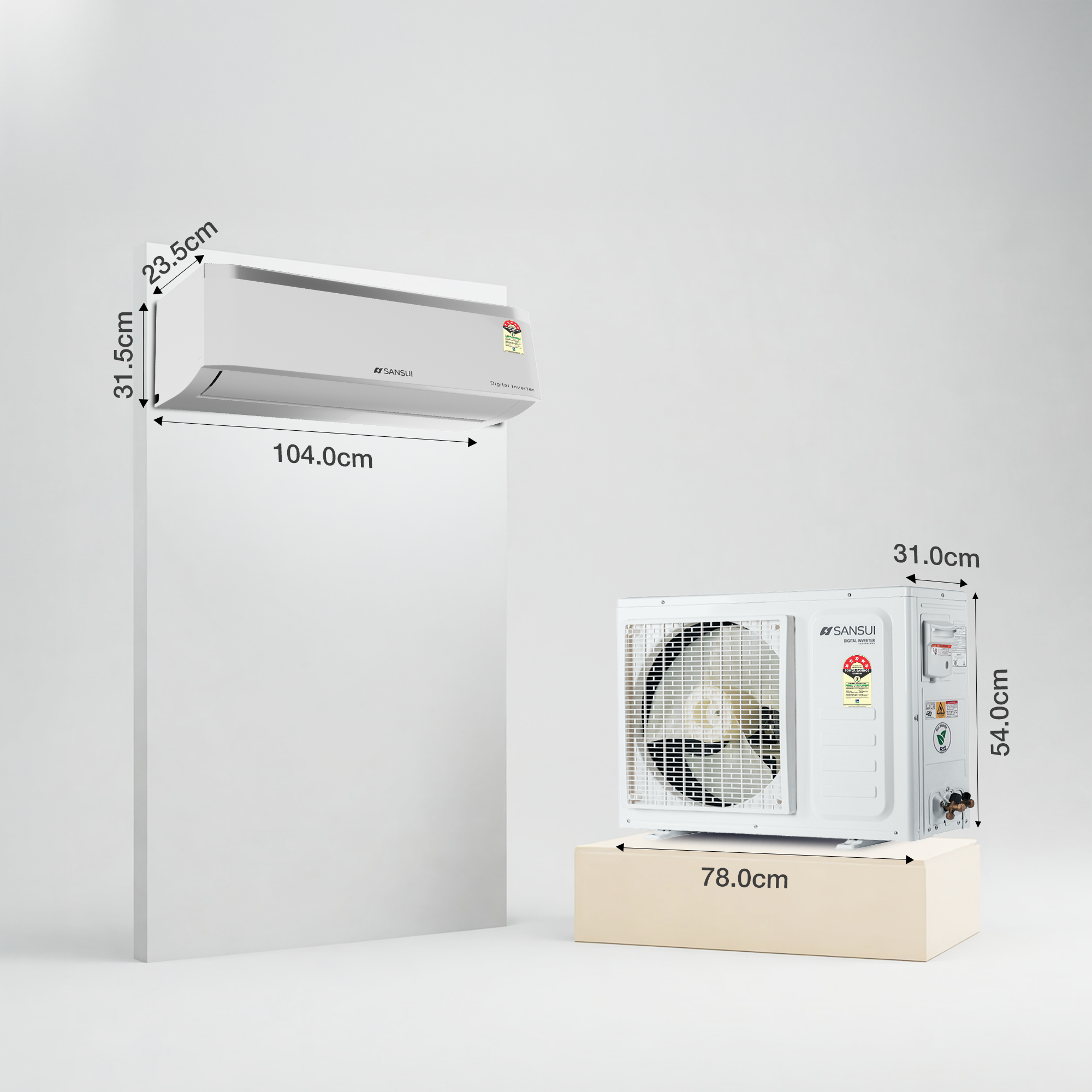 Sansui 1.5 Ton 5 Star Split Inverter AC with Zen Cool, 5-In-1 Convertible Mode, 4-Way Swing, 100% Copper Tubing & Blue Fin (JSP185SICG)