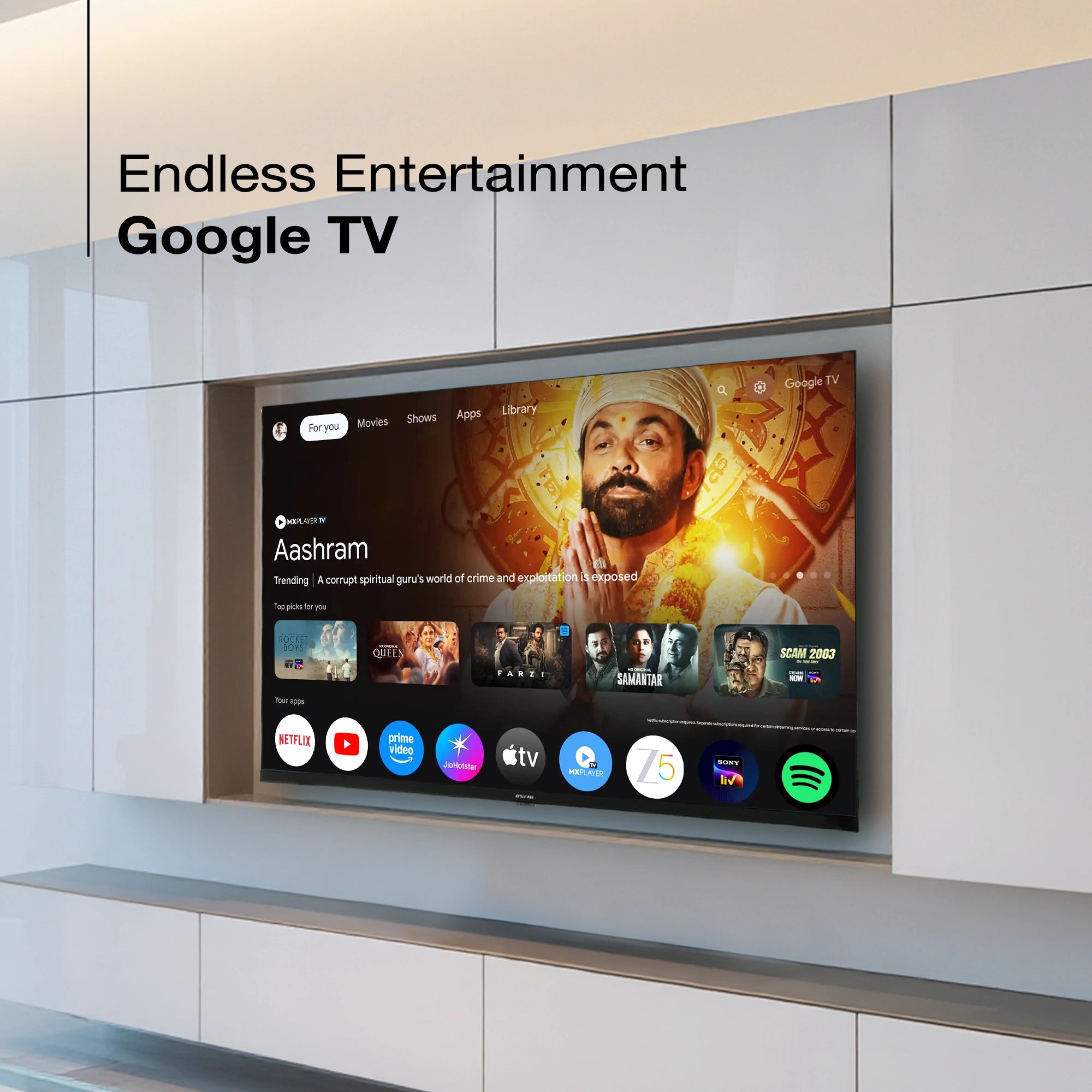 Sansui 109 cm (43) Full HD QLED Smart Google TV with HDR10, Dolby Audio, Bezel-Less Design, Built-in Chromecast & FloLED Panel (JSW43FHG5Q)