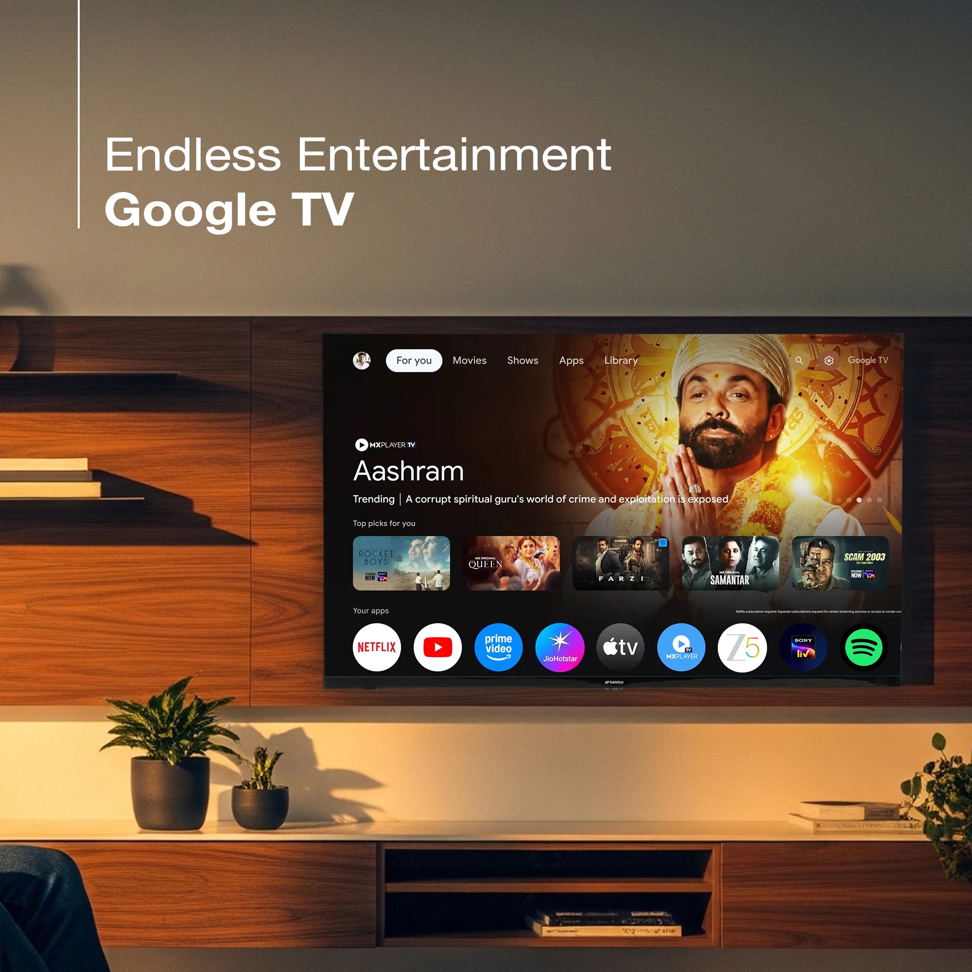 Sansui 109cm (43) Google TV with Full HD, HLG Display, Dolby Audio, Surround Sound, Box Speaker, HDR10 & Google Assistant