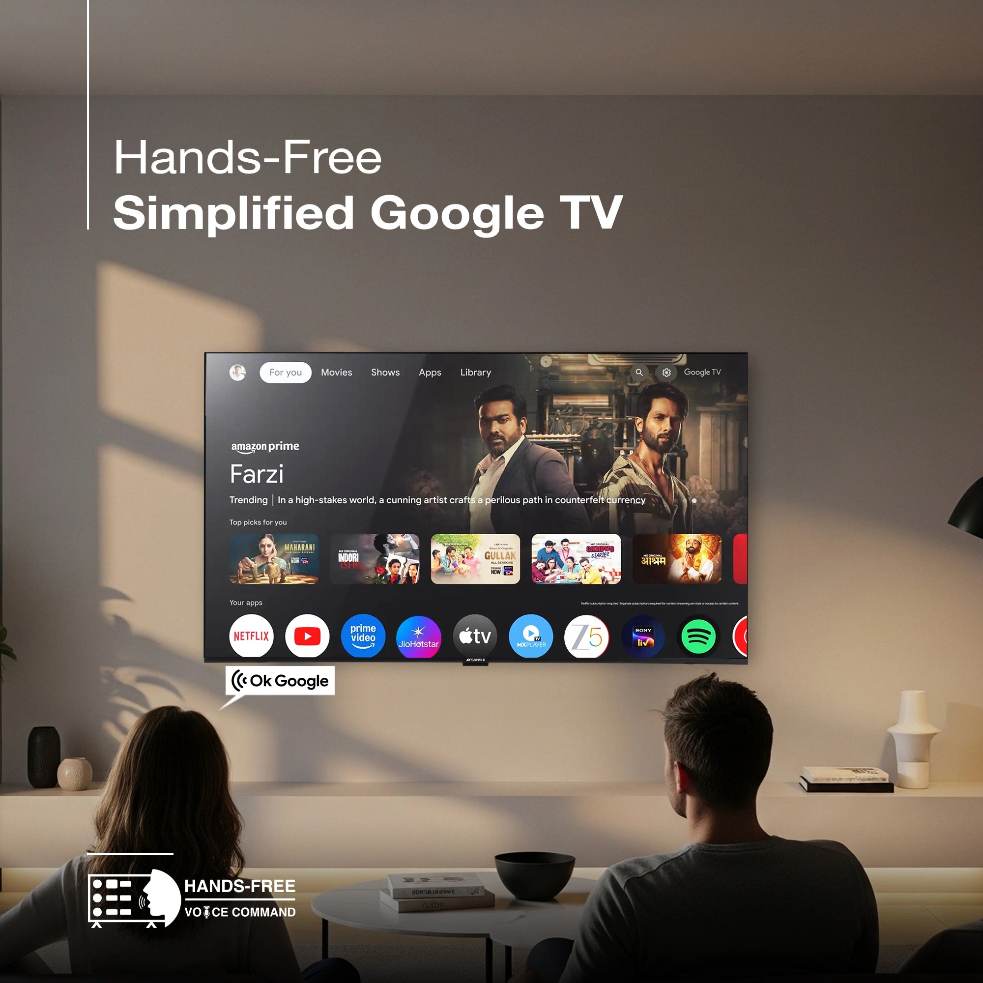 Sansui 109 cm (43) Google TV QLED (4K), HDR10+, HSR 120 Hz with Dolby Vision, Dolby Atmos & 30W Box Speaker