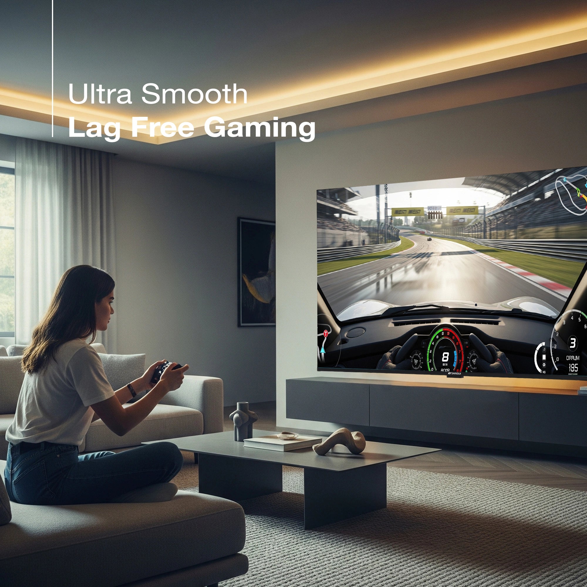 Sansui 109 cm (43) Google TV QLED (4K), HDR10+, HSR 120 Hz with Dolby Vision, Dolby Atmos & 30W Box Speaker