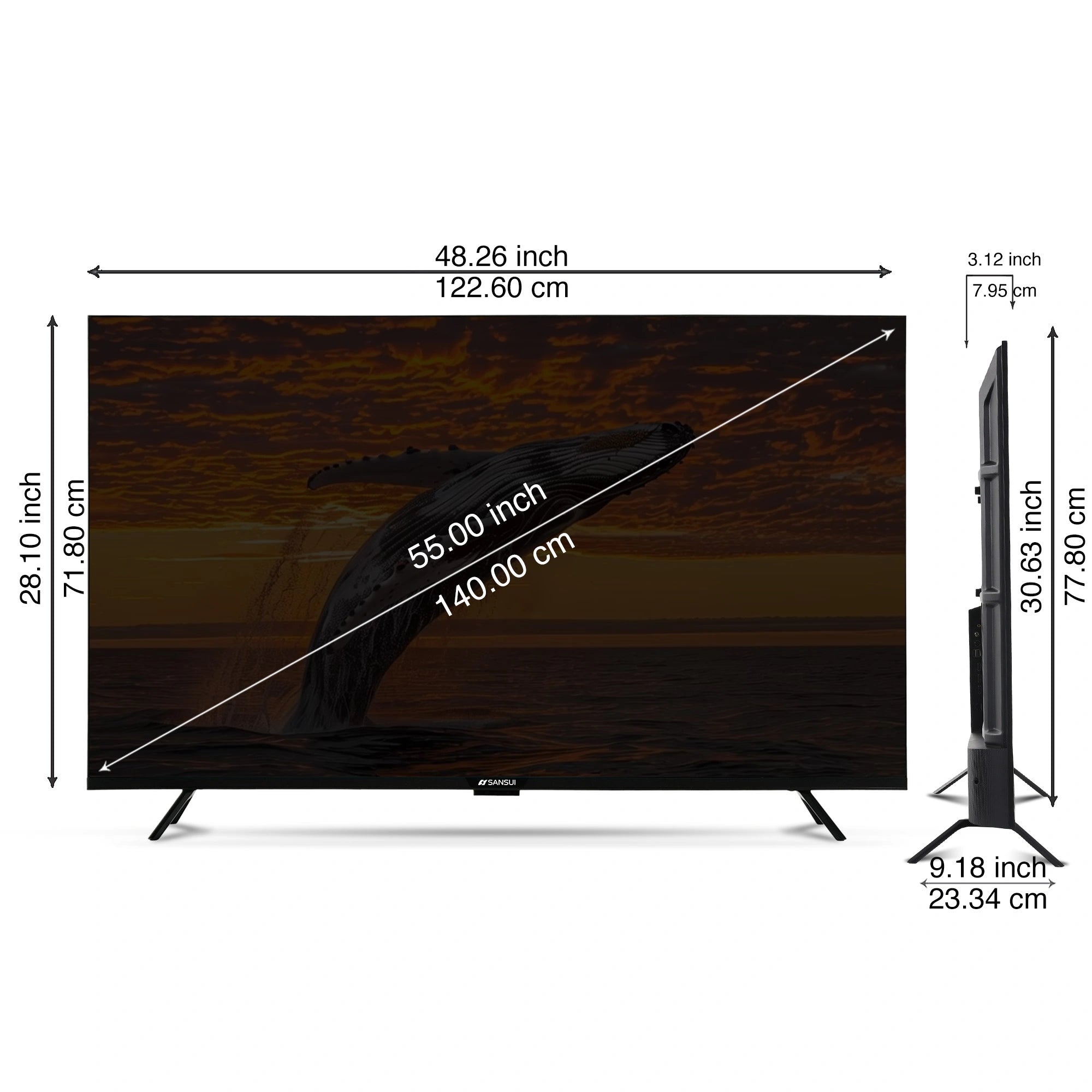Sansui 140 cm (55) Google TV QLED (4K), HDR10+, HSR 120 Hz with Dolby Vision, Dolby Atmos & 30W Box Speaker