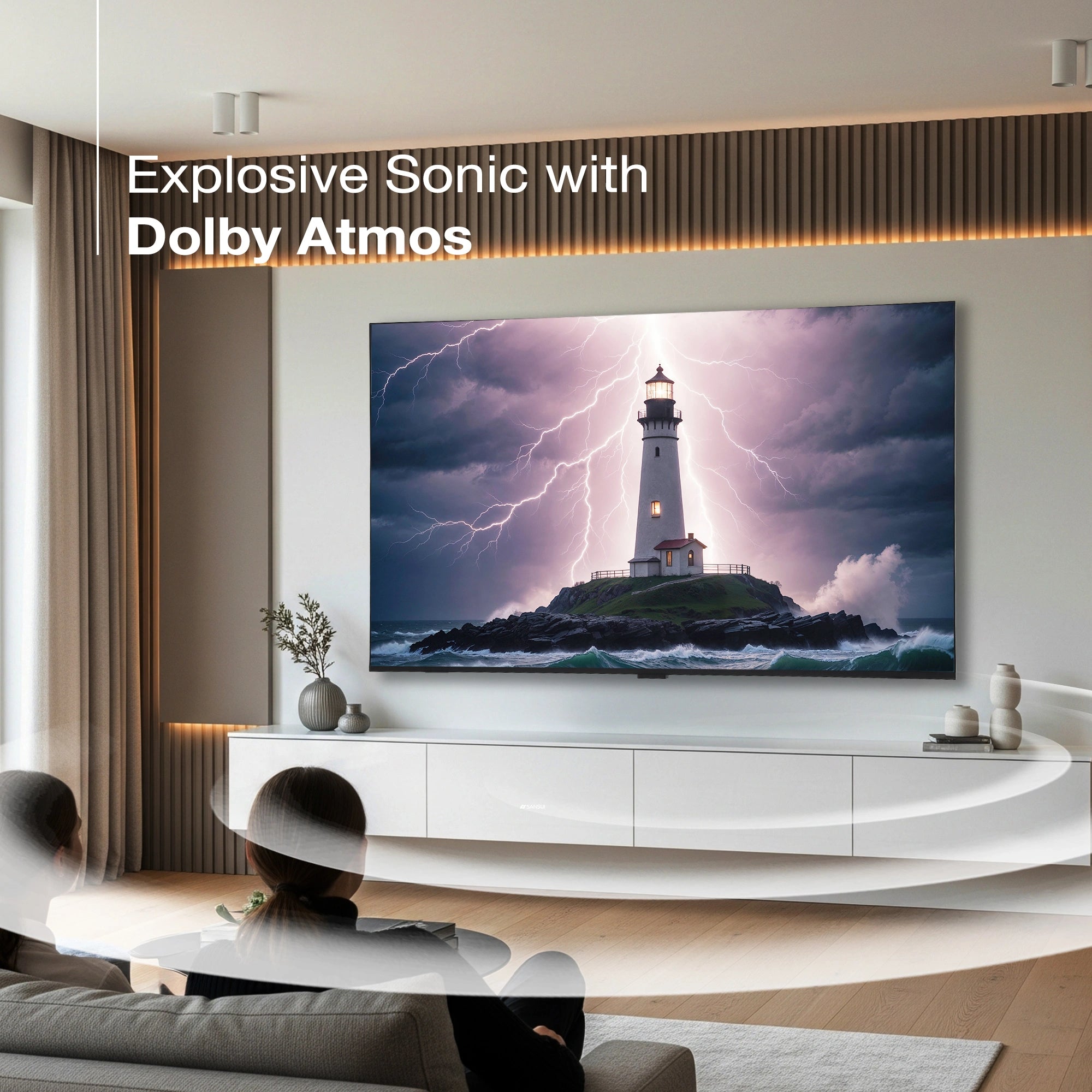 Sansui 165 cm (65) Google TV QLED (4K), HDR10+, HSR 120 Hz with Dolby Vision, Dolby Atmos & 30W Box Speaker