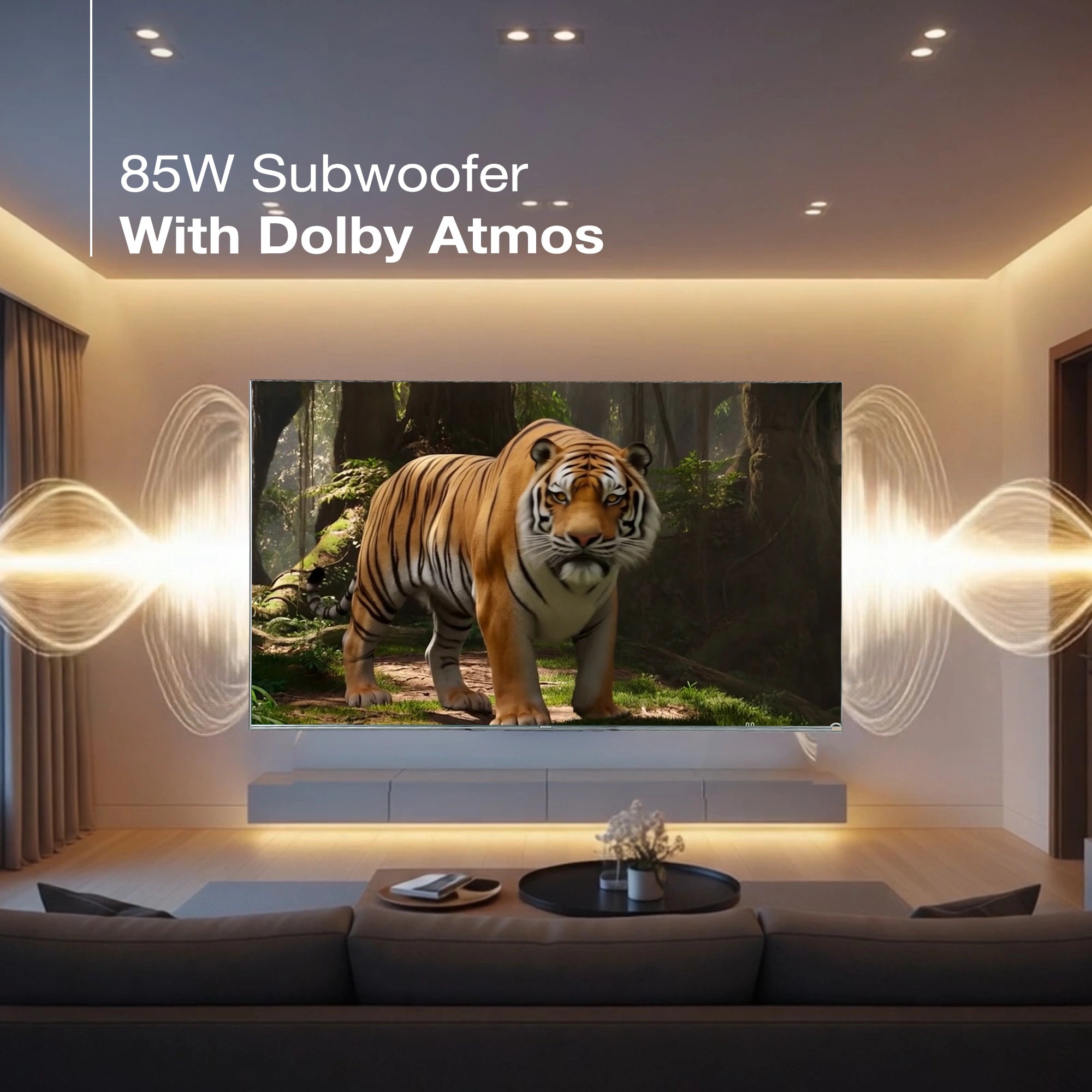 Sansui 165 cm (65) Google TV Mini LED (4K), HDR10+ with Dolby Vision, Dolby Atmos & 85W Speaker System with Subwoofer and Tweeters