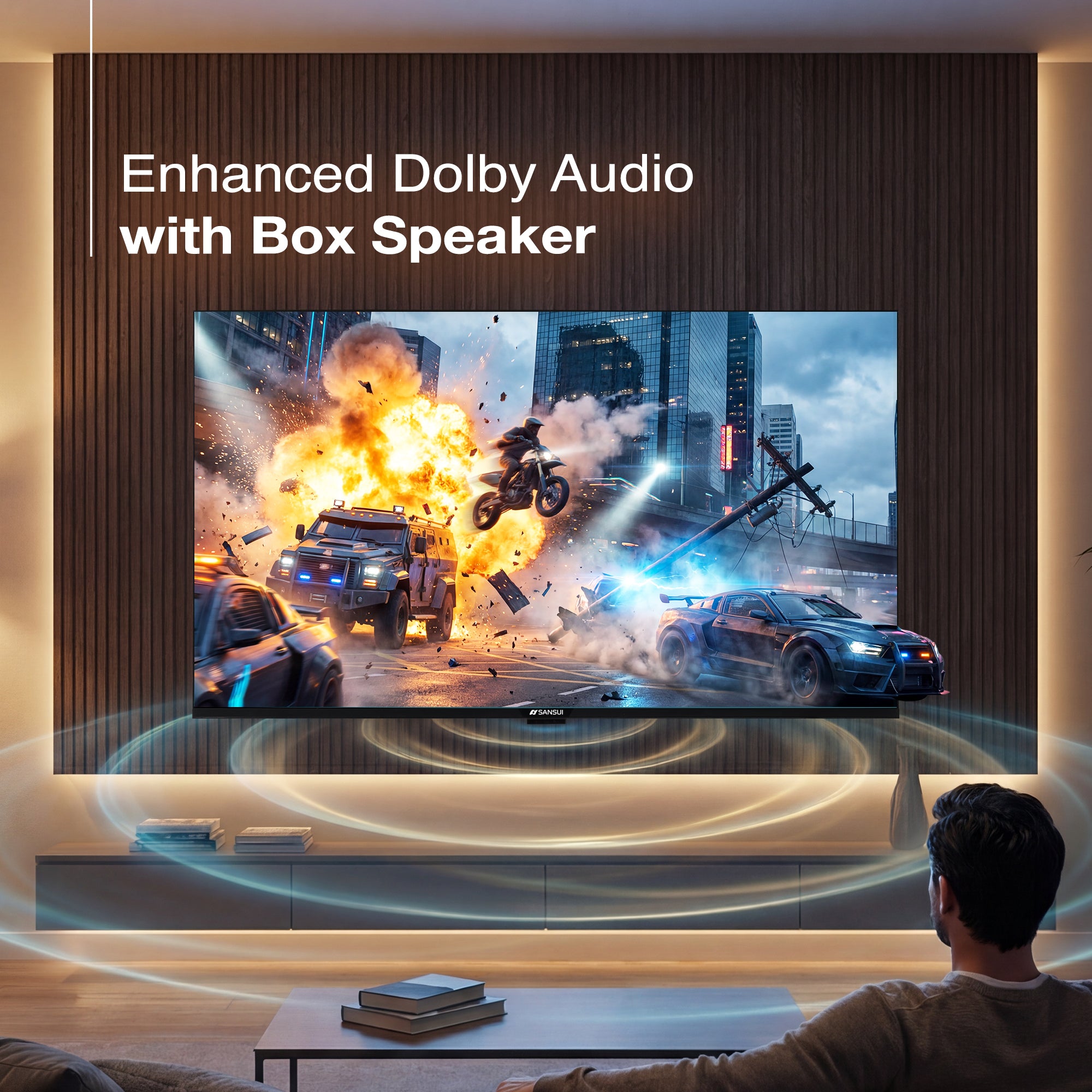 Sansui 127cm (50) UHD Google TV with HDR10, Dolby Audio, Surround Sound, Google Assistant & FloLED (JSW50UG23)