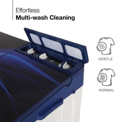 Sansui 10 kg 5 Star with Premium Full Glass Lid, Power Dry, Soft Close, Dynamic Pulsator Semi-Automatic Top Load Washing Machine (JSC100S-PFGB)