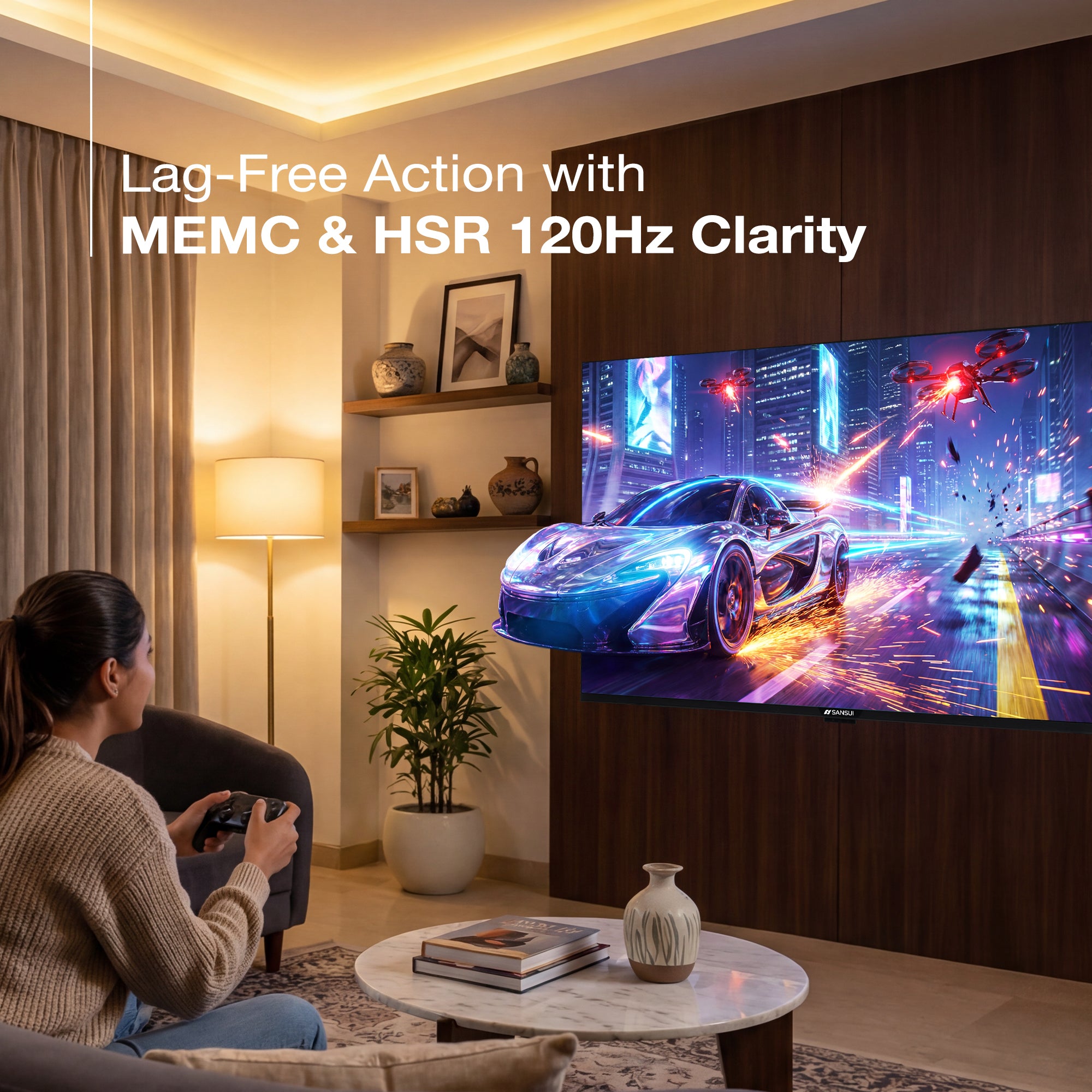 Sansui 127cm (50) UHD Google TV with HDR10, Dolby Audio, Surround Sound, Google Assistant & FloLED (JSW50UG23)