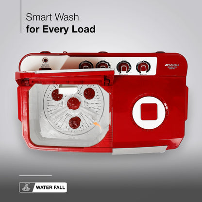 Sansui 10 kg 5 Star with Durable Fiber Top, Air Dry, Waterfall and Dynamic Pulsator Semi-Automatic Top Load Washing Machine (JSC100S-PFR)