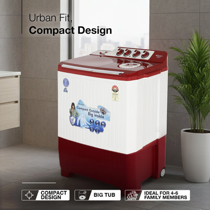 Sansui 10 kg 5 Star with Durable Fiber Top, Air Dry, Waterfall and Dynamic Pulsator Semi-Automatic Top Load Washing Machine (JSC100S-PFR)