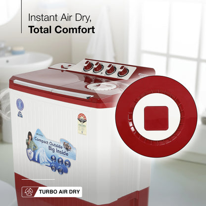 Sansui 10 kg 5 Star with Durable Fiber Top, Air Dry, Waterfall and Dynamic Pulsator Semi-Automatic Top Load Washing Machine (JSC100S-PFR)