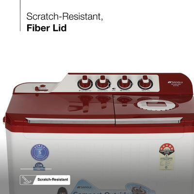 Sansui 10 kg 5 Star with Durable Fiber Top, Air Dry, Waterfall and Dynamic Pulsator Semi-Automatic Top Load Washing Machine (JSC100S-PFR)