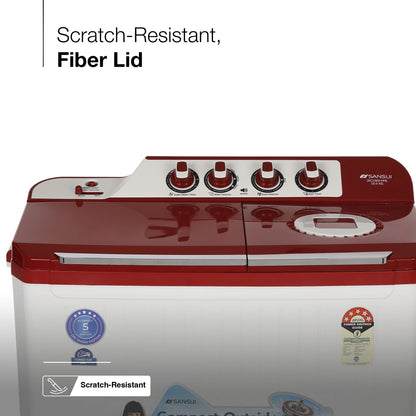 Sansui 10 kg 5 Star with Durable Fiber Top, Air Dry, Waterfall and Dynamic Pulsator Semi-Automatic Top Load Washing Machine (JSC100S-PFR)