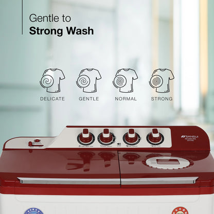 Sansui 10 kg 5 Star with Durable Fiber Top, Air Dry, Waterfall and Dynamic Pulsator Semi-Automatic Top Load Washing Machine (JSC100S-PFR)