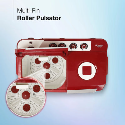 Sansui 10 kg 5 Star with Durable Fiber Top, Air Dry, Waterfall and Dynamic Pulsator Semi-Automatic Top Load Washing Machine (JSC100S-PFR)