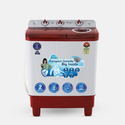 Sansui 7 kg 5 Star with Robust Pulsator, Air Dry and Collar Scrubber Semi Automatic Top Load Washing Machine Red  (JSC70S-BFR)