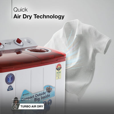 Sansui 7 kg 5 Star with Rust-Free Fiber Top, Air Dry and 6 Fins Agitator Semi Automatic Top Load Washing Machine Red  (JSC70S-BFR)