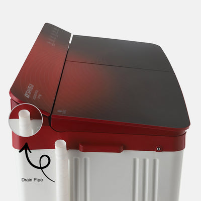 Sansui 9 kg 5 Star with Full Glass Top, Power Dry and Dynamic Pulsator Semi Automatic Top Load Washing Machine Red  (JSC90S-BFGR)