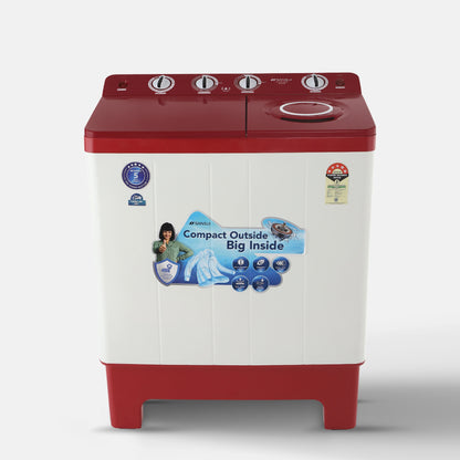 Sansui 9 kg 5 Star with Rust-Free Fiber top, Air Dry and Dynamic Pulsator Semi Automatic Top Load Washing Machine Red  (JSC90S-BFR)