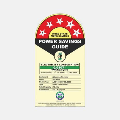 Sansui 10 kg 5 Star with Glass Top, Power Dry, Dual Waterfall, Soft Close and Dynamic Pulsator Semi-Automatic Top Load Washing Machine (JSP100S-CFGB)