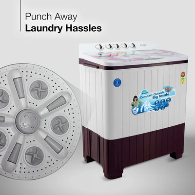 Sansui 14 kg 5 Star with Premium Glass Lid, Power Dry, Dual Waterfall and Dynamic Pulsator Semi Automatic Top Load Washing Machine (JSP140S-2024BR)