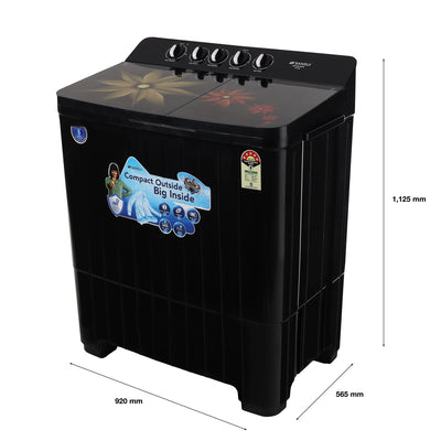 Sansui 14 kg 5 Star with Premium Glass Lid, Power Dry, Dual Waterfall and Dynamic Pulsator Semi Automatic Top Load Washing Machine (JSP140S-2024K)