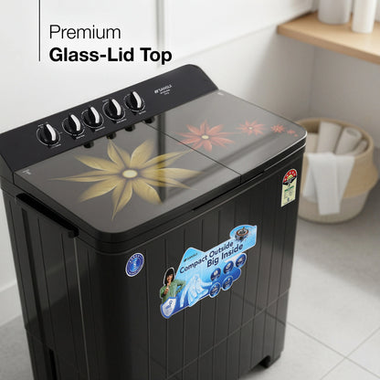 Sansui 14 kg 5 Star with Premium Glass Lid, Power Dry, Dual Waterfall and Dynamic Pulsator Semi Automatic Top Load Washing Machine (JSP140S-2024K)