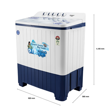 Sansui 14 kg 5 Star with Premium Glass Lid, Power Dry, Dual Waterfall and Dynamic Pulsator Semi Automatic Top Load Washing Machine (JSP140S-2024N)