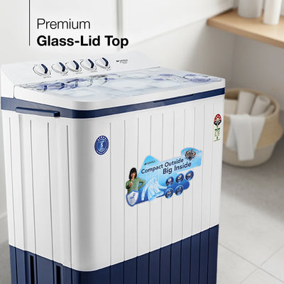 Sansui 14 kg 5 Star with Premium Glass Lid, Power Dry, Dual Waterfall and Dynamic Pulsator Semi Automatic Top Load Washing Machine (JSP140S-2024N)