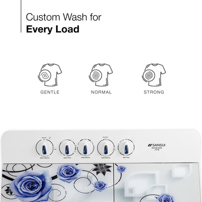 Sansui 14 kg 5 Star with Premium Glass Lid, Power Dry, Dual Waterfall and Dynamic Pulsator Semi Automatic Top Load Washing Machine (JSP140S-2024N)