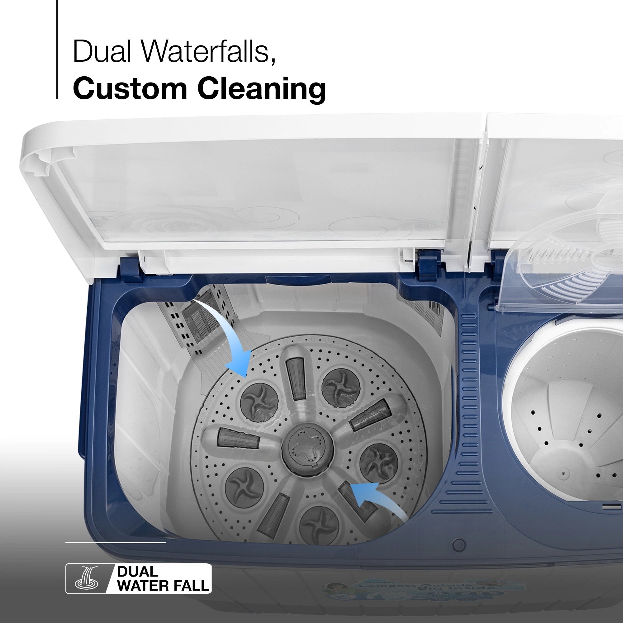 Sansui 14 kg 5 Star with Premium Glass Lid, Power Dry, Dual Waterfall and Dynamic Pulsator Semi Automatic Top Load Washing Machine (JSP140S-2024N)