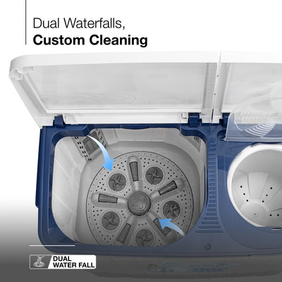 Sansui 14 kg 5 Star with Premium Glass Lid, Power Dry, Dual Waterfall and Dynamic Pulsator Semi Automatic Top Load Washing Machine (JSP140S-2024N)