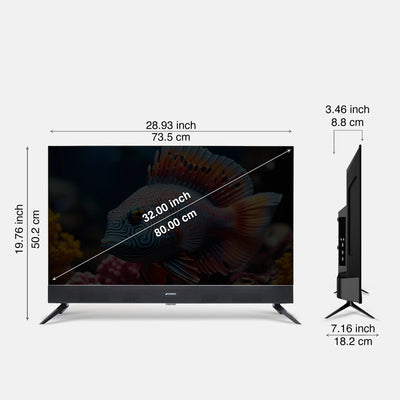 Sansui 80 cm (32) Google Smart TV With QLED Display, HDR10, In Built Sound Bar, Dolby Audio &  A+ Panel