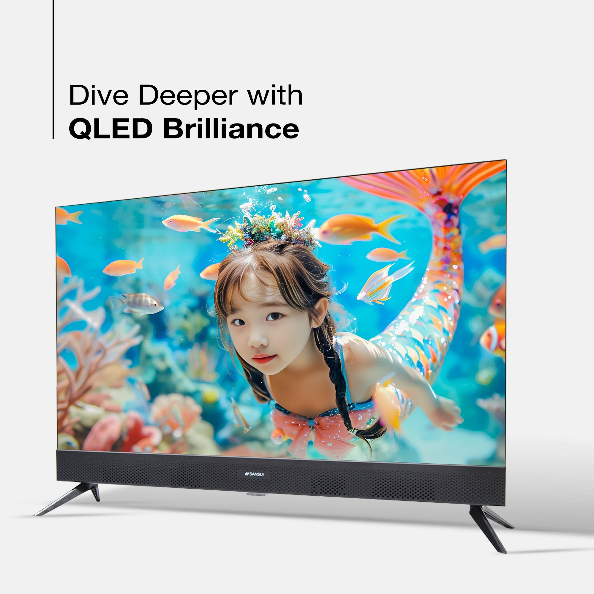 Sansui 80 cm (32) Google Smart TV With QLED Display, HDR10, In Built Sound Bar, Dolby Audio &  A+ Panel
