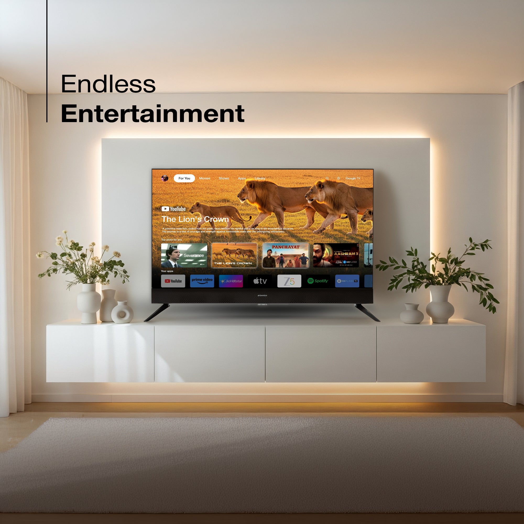 Sansui 80 cm (32) Google Smart TV With HD QLED, HDR10, HLG, Filmmaker Mode & Dolby Audio