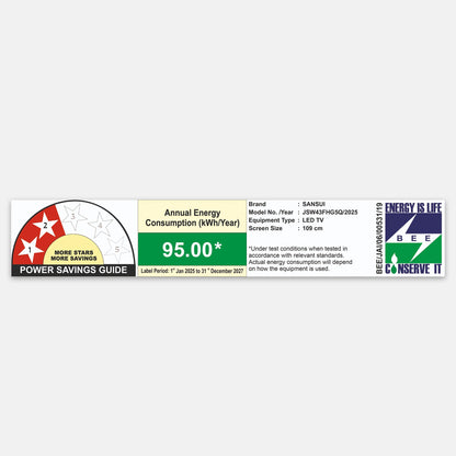 Sansui 109 cm (43) Full HD QLED Smart Google TV with HDR10, Dolby Audio, Bezel-Less Design, Built-in Chromecast & FloLED Panel (JSW43FHG5Q)