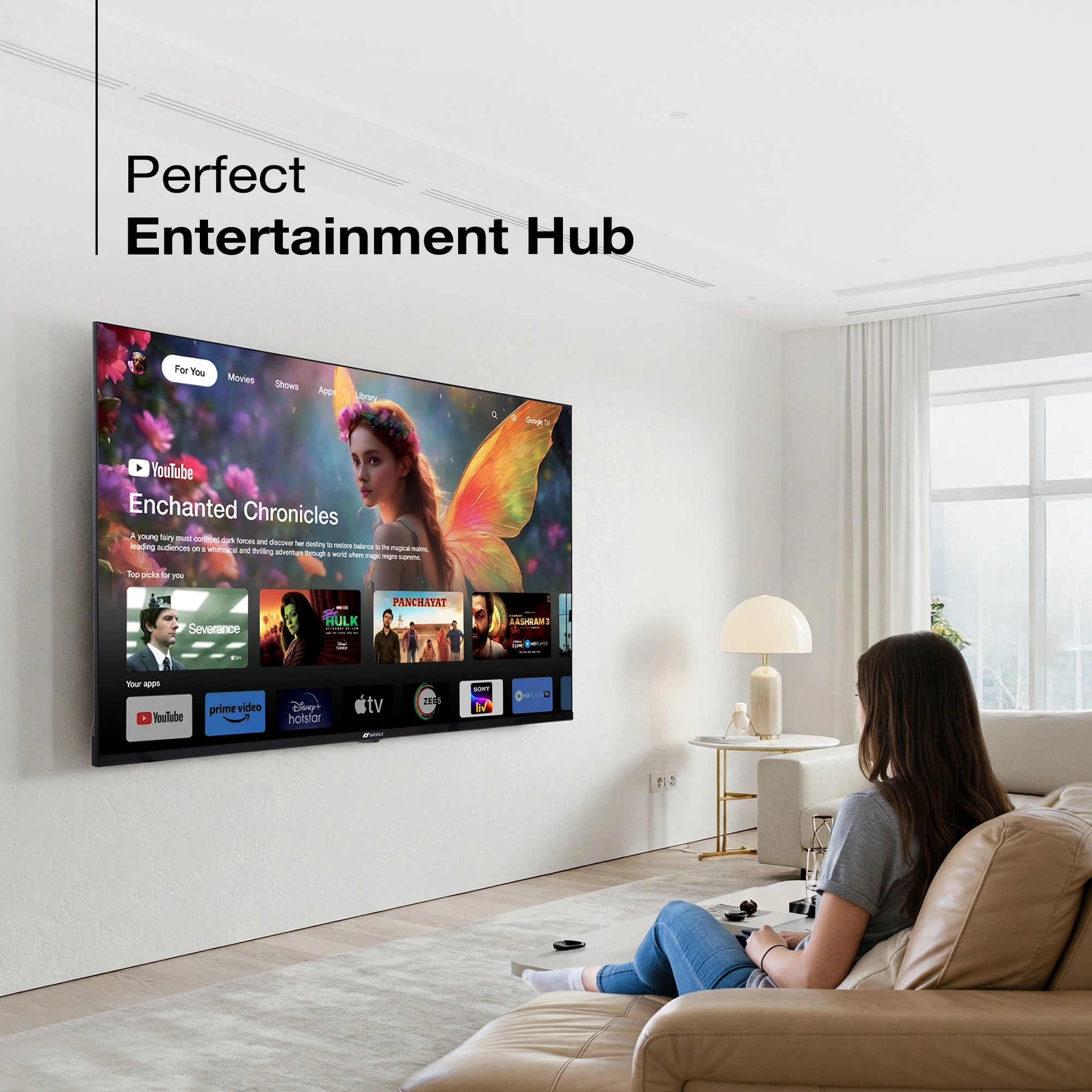 Sansui 109cm (43) Ultra HD Google TV with HDR10, DTS, Dolby Audio, Surround Sound, Google Assistant & Zen Panel