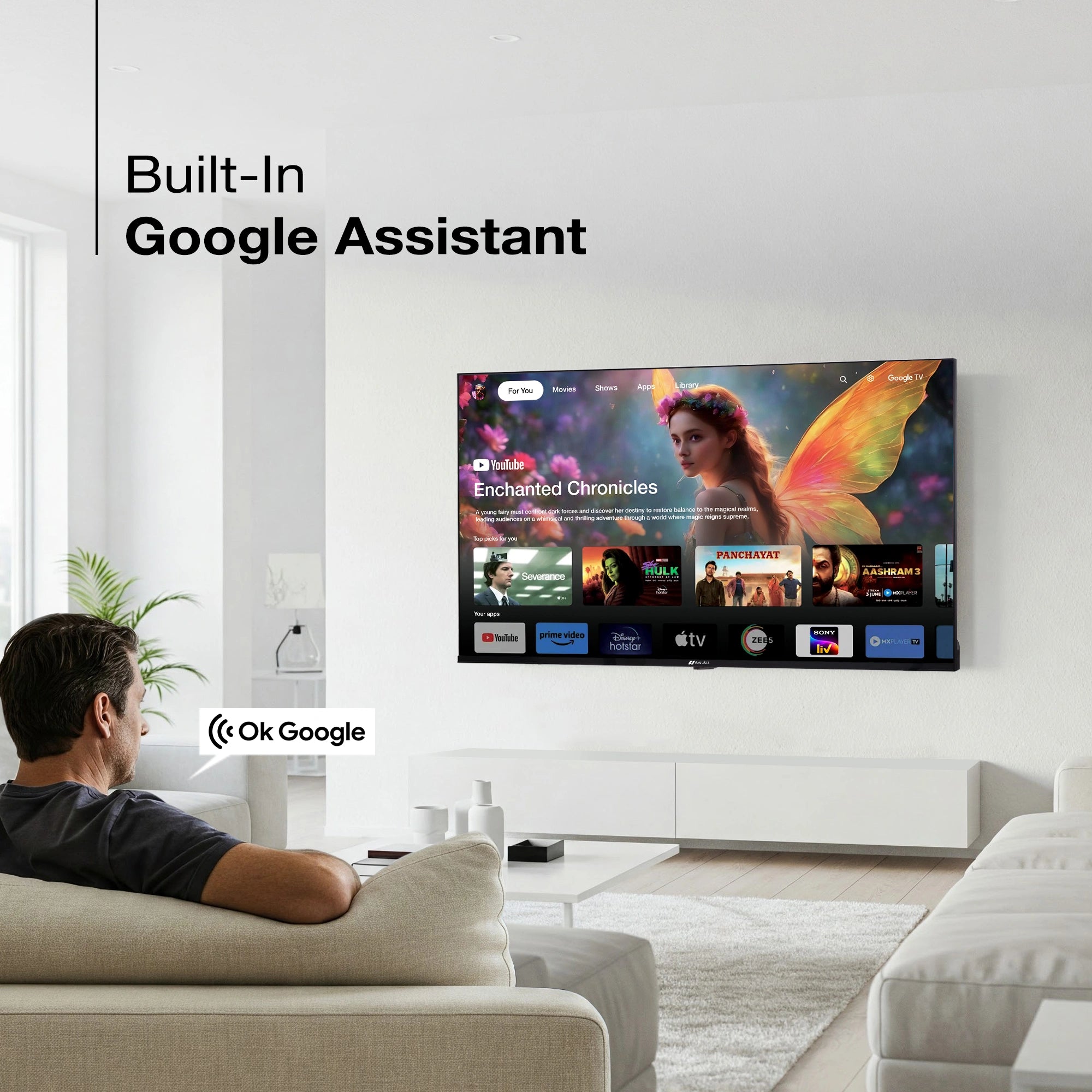 Sansui 127cm (50) UHD Google TV with HDR10, Dolby Audio, Surround Sound, Google Assistant & Zen Panel