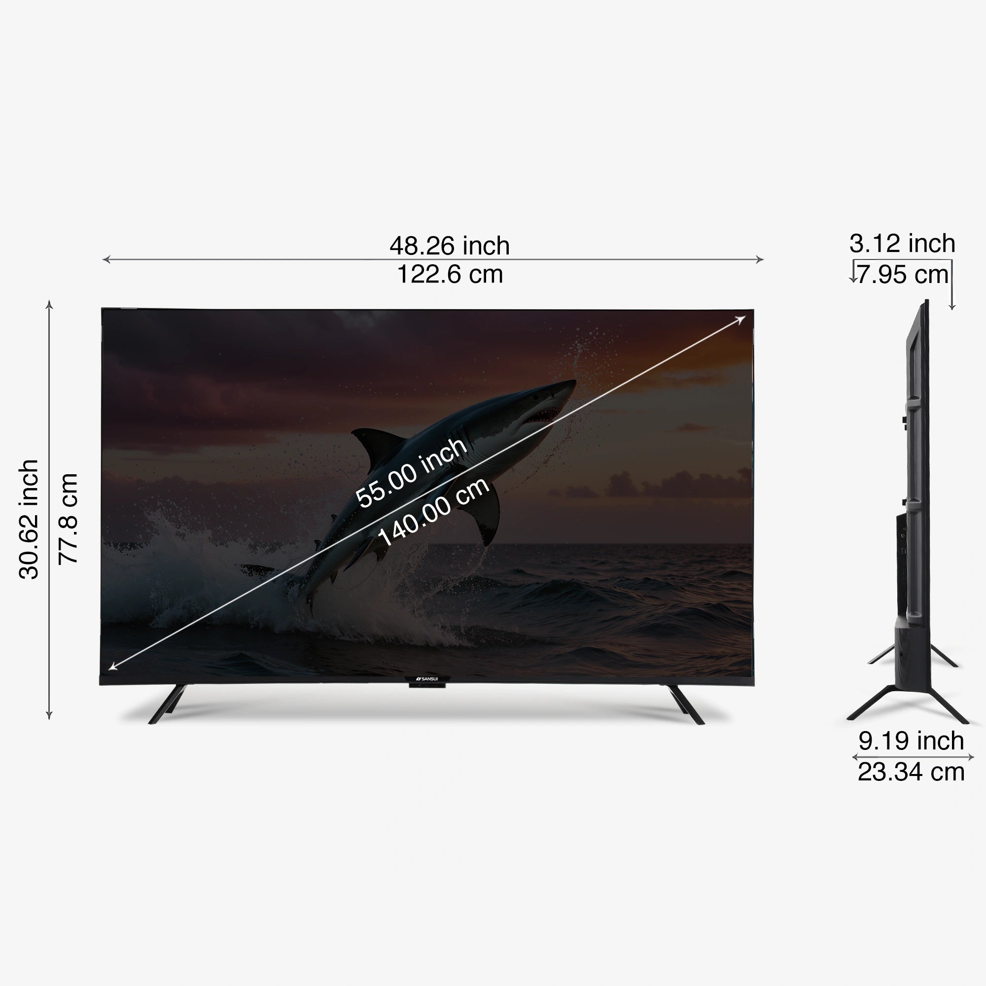 Sansui 140 cm (55) 4K Ultra HD Smart Google TV with HDR10, Dolby Audio, Surround Sound, HSR 120 Hz Refresh Rate, MEMC and FloLED Panel