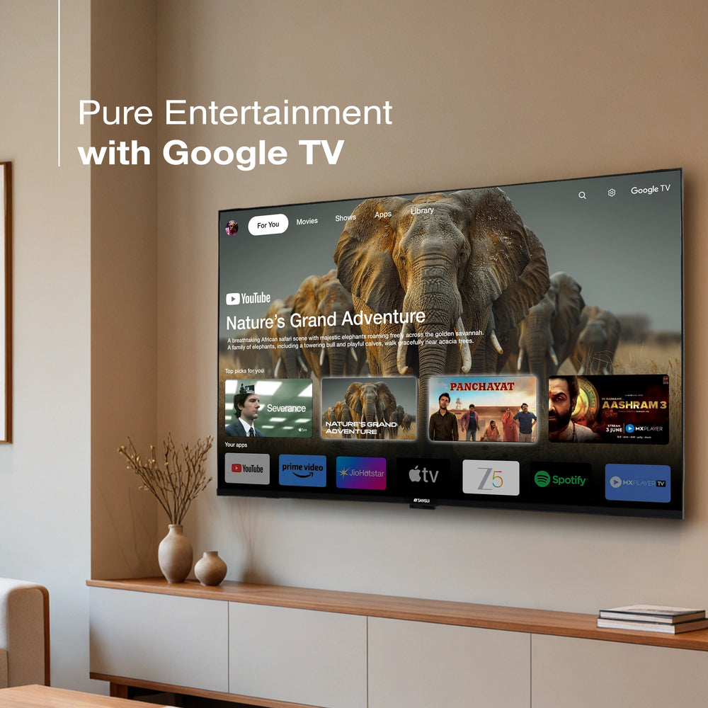 Sansui Sansui 140 cm (55) 4K Ultra HD Smart Google TV with HDR10, Dolby Audio, Surround Sound, HSR 120 Hz Refresh Rate, MEMC and FloLED Panel (JSW55UG23)