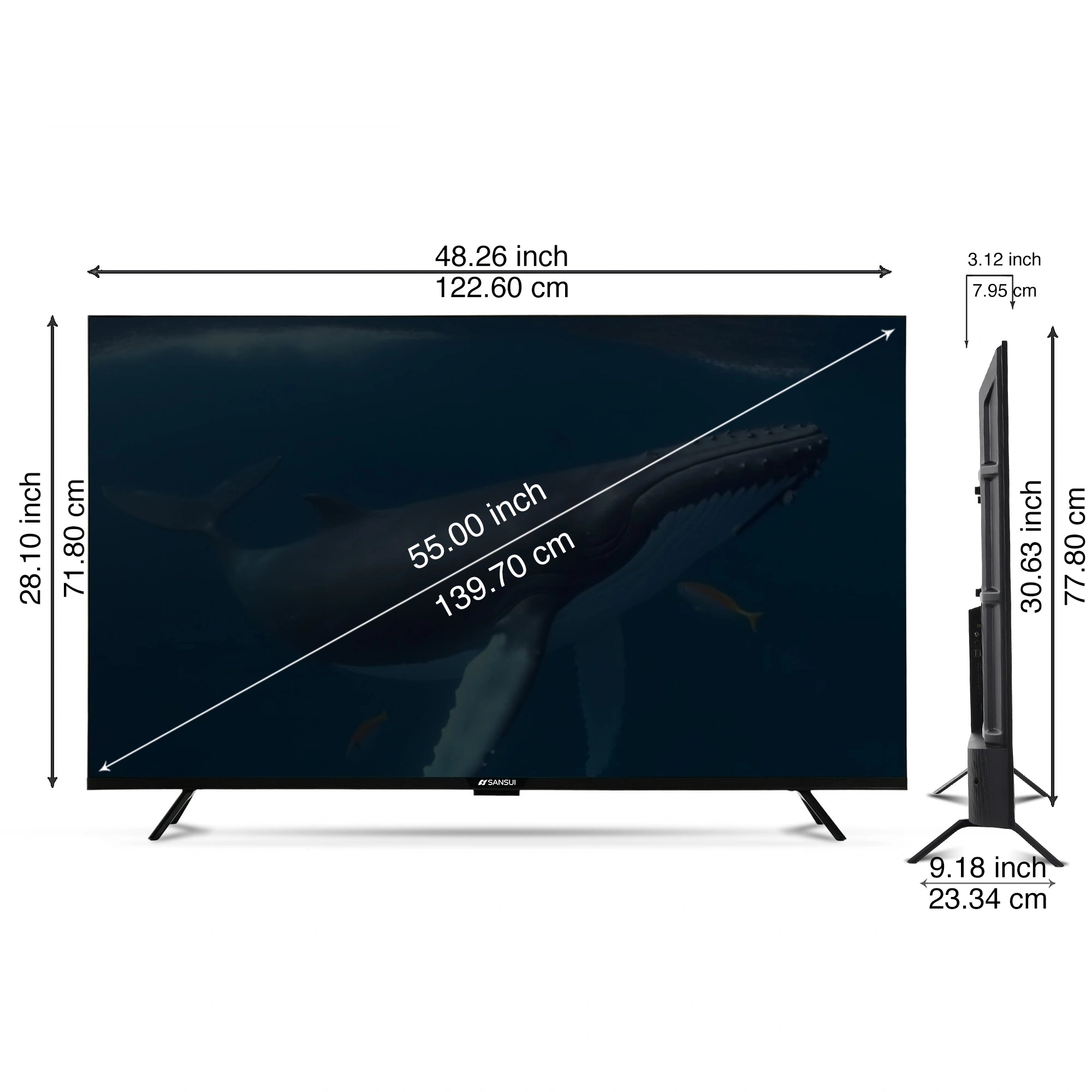 Sansui 140 cm (55) Google TV QLED (4K), HDR10+, HSR 120 Hz with Dolby Vision, Dolby Atmos & 30W Box Speaker