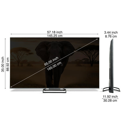 Sansui 165 cm (65) Google TV Mini LED (4K), HDR10+ with Dolby Vision, Dolby Atmos & 85W Speaker System with Subwoofer and Tweeters