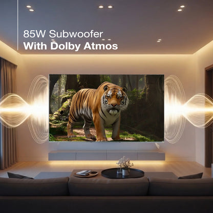 Sansui 165 cm (65) Google TV Mini LED (4K), HDR10+ with Dolby Vision, Dolby Atmos & 85W Speaker System with Subwoofer and Tweeters