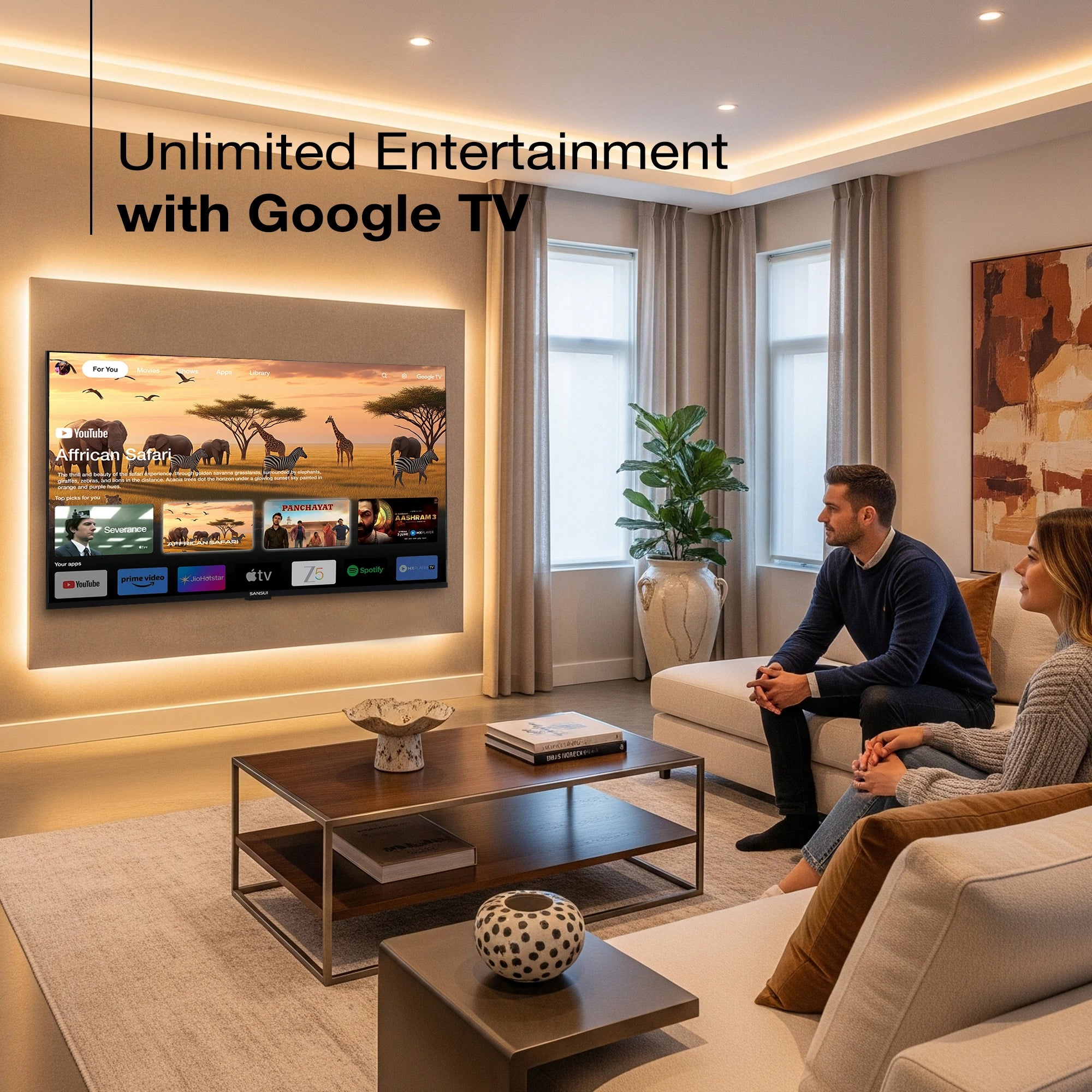 Sansui 190 cm (75) Google TV QLED (4K), HDR10+, HSR 120 Hz with Dolby Vision, Dolby Atmos & 30W Box Speaker